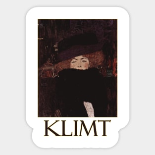 Lady with Hat and Feather Boa by Gustav Klimt Sticker